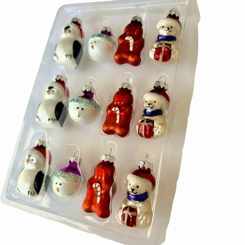 Pottery Barn Mini Mercury Glass Ornaments Set Of 12 North Pole Gingerbread NIB